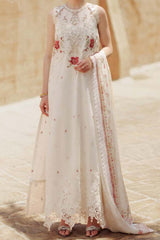 Noor Saadia Asad Unstitched 3 Piece Eid Handwork Laserkari Emb Lawn Collection'2024-D-09