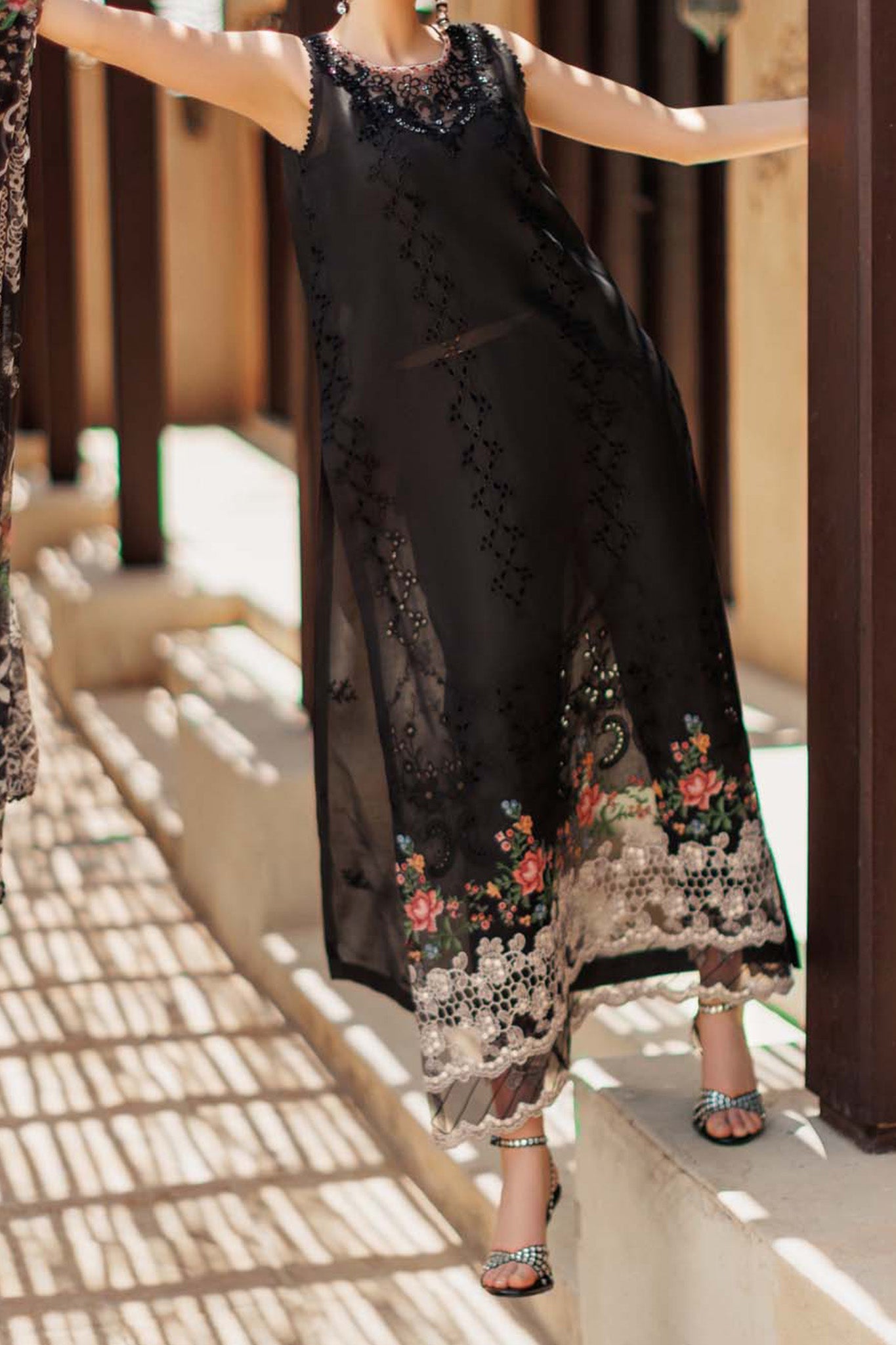 Noor Saadia Asad Unstitched 3 Piece Eid Handwork Laserkari Emb Lawn Collection'2024-D-06