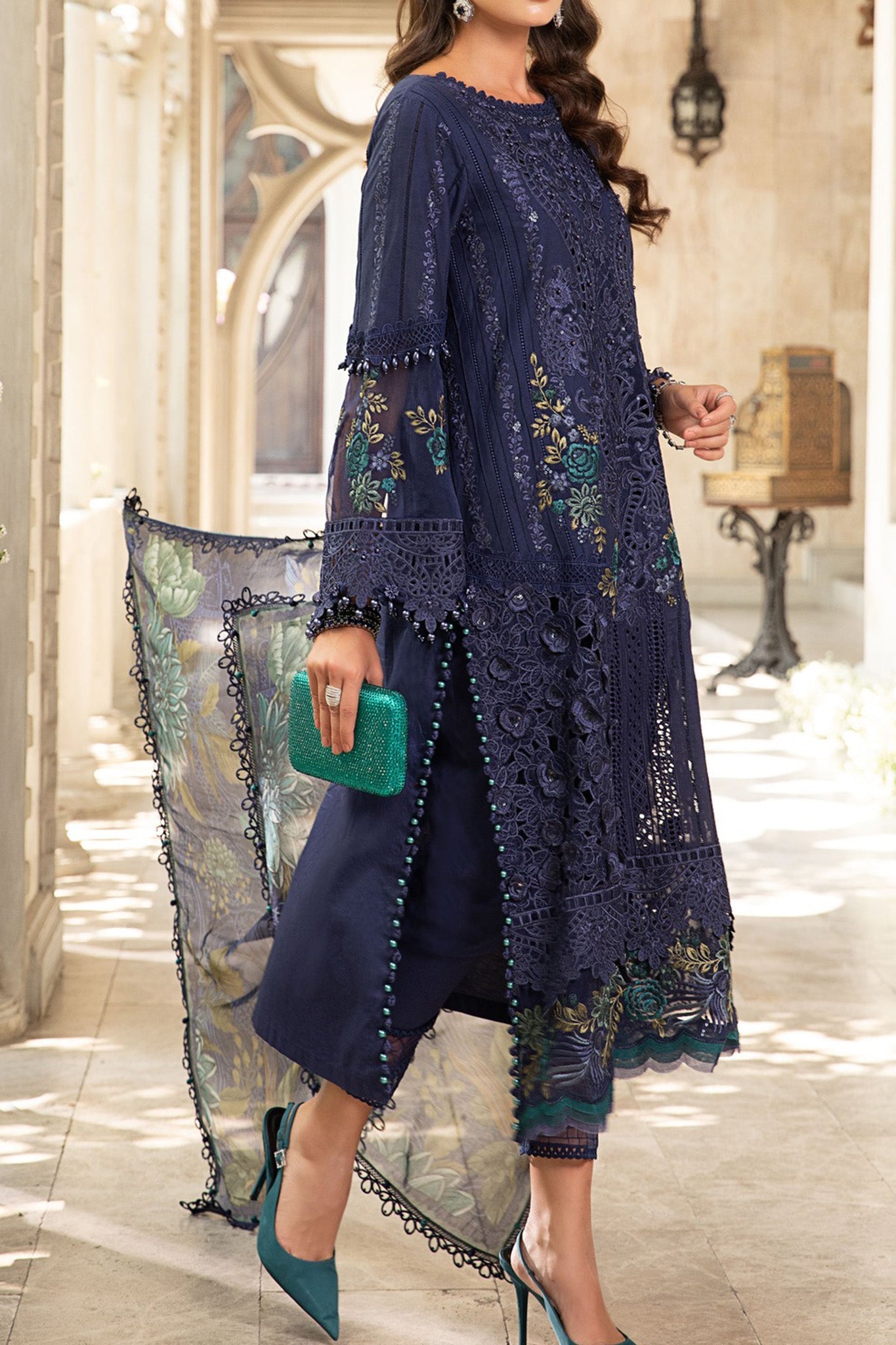 Maria B Unstitched 3 Piece Luxury Emb Lawn Eid 2 Collection'2024-ML-09