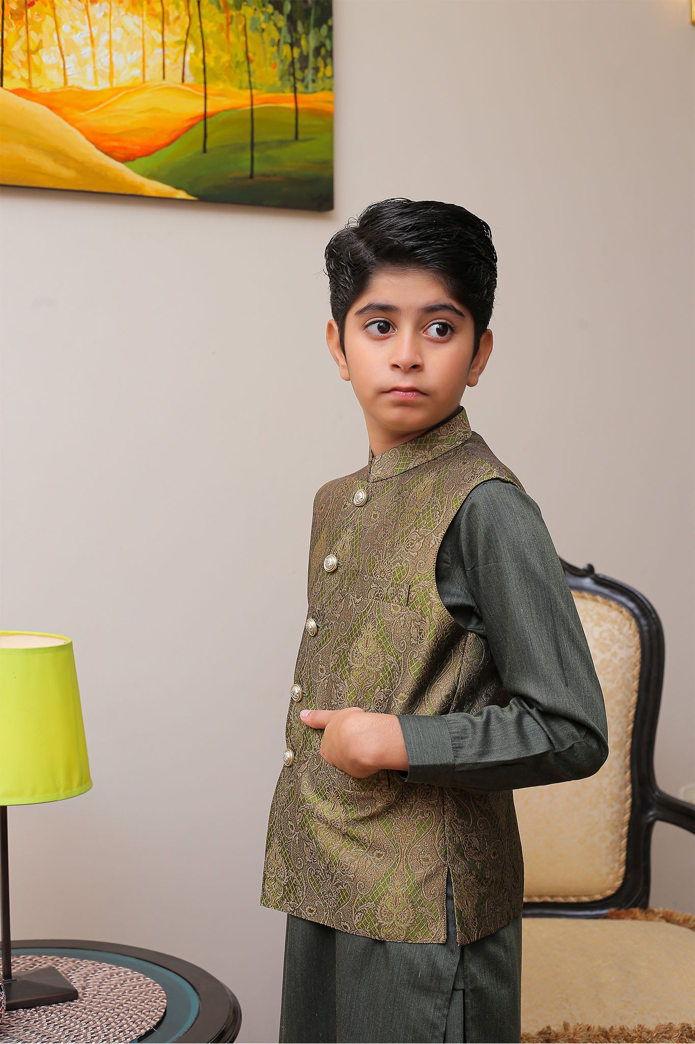 Real Image Kids Waist Coat Collection'2025-OKW-010 Smart Fit