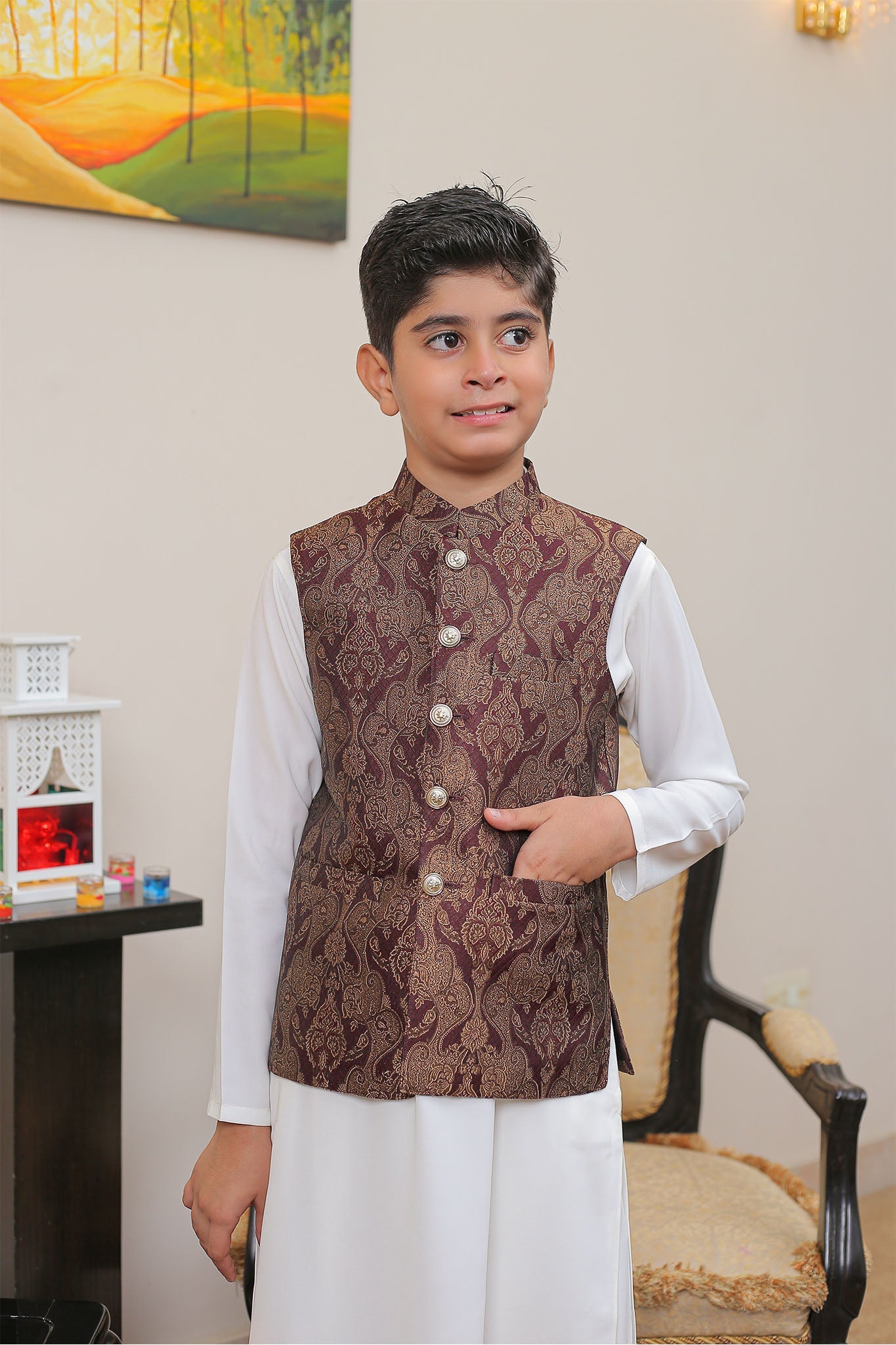 Real Image Kids Waist Coat Collection'2025-OKW-020 Smart Fit