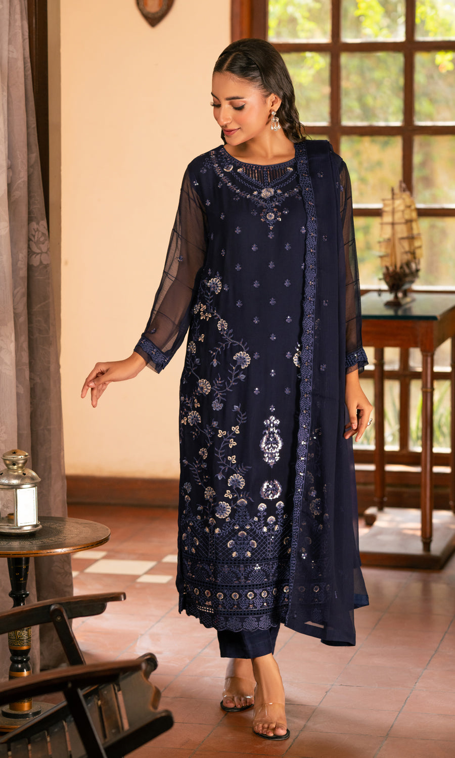 Shamooz Stitched 3 Piece Formals Collection'2025-Cobalt SE-042