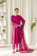 La Rosaa Stitched 2 Piece Emb Cotton Collection-Orchid- 2Pc