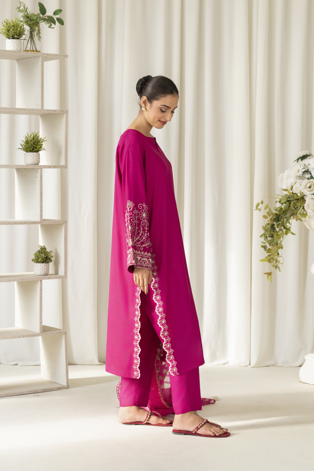 La Rosaa Stitched 2 Piece Emb Cotton Collection-Orchid- 2Pc