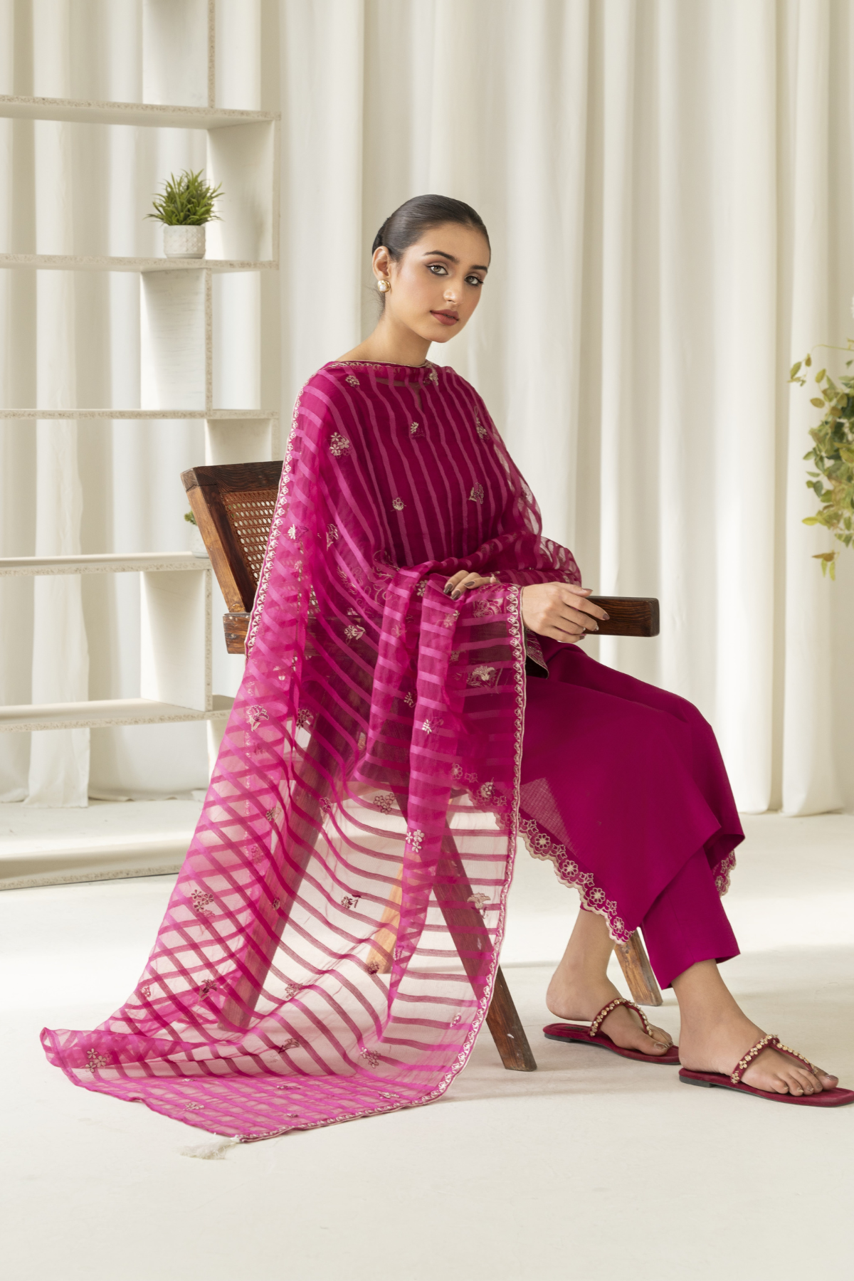 La Rosaa Stitched 2 Piece Emb Cotton Collection-Orchid- 2Pc