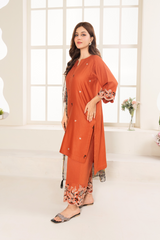 La Rosaa Stitched 3 Piece Summer Collection-Garnet - 3Pc