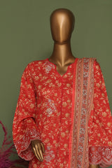 Bin Saeed Stitched 3 Piece Exclusive Emb Cotton Vol-02 Collection'2024-WC-1254-Rust