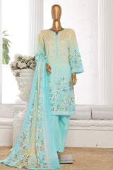 Bin Saeed Stitched 3 Piece Exclusive Printed Cotton Collection'2024-WC-1305-Sky Blue