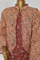 Bin Saeed Stitched 3 Piece Printed Khaddar Vol-01 Jacket Collection'2024-WK-1294-Peach