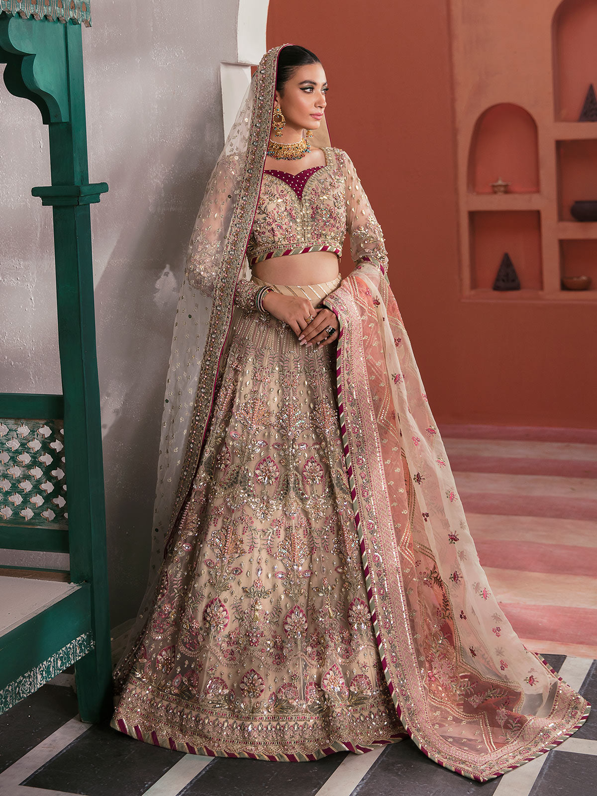 Zaryaab By Gulaal Unstitched 3 Piece Wedding Formals Collection'2022-Anshah GL-WS-22V1-28 (Ivory White Lehnga Choli)