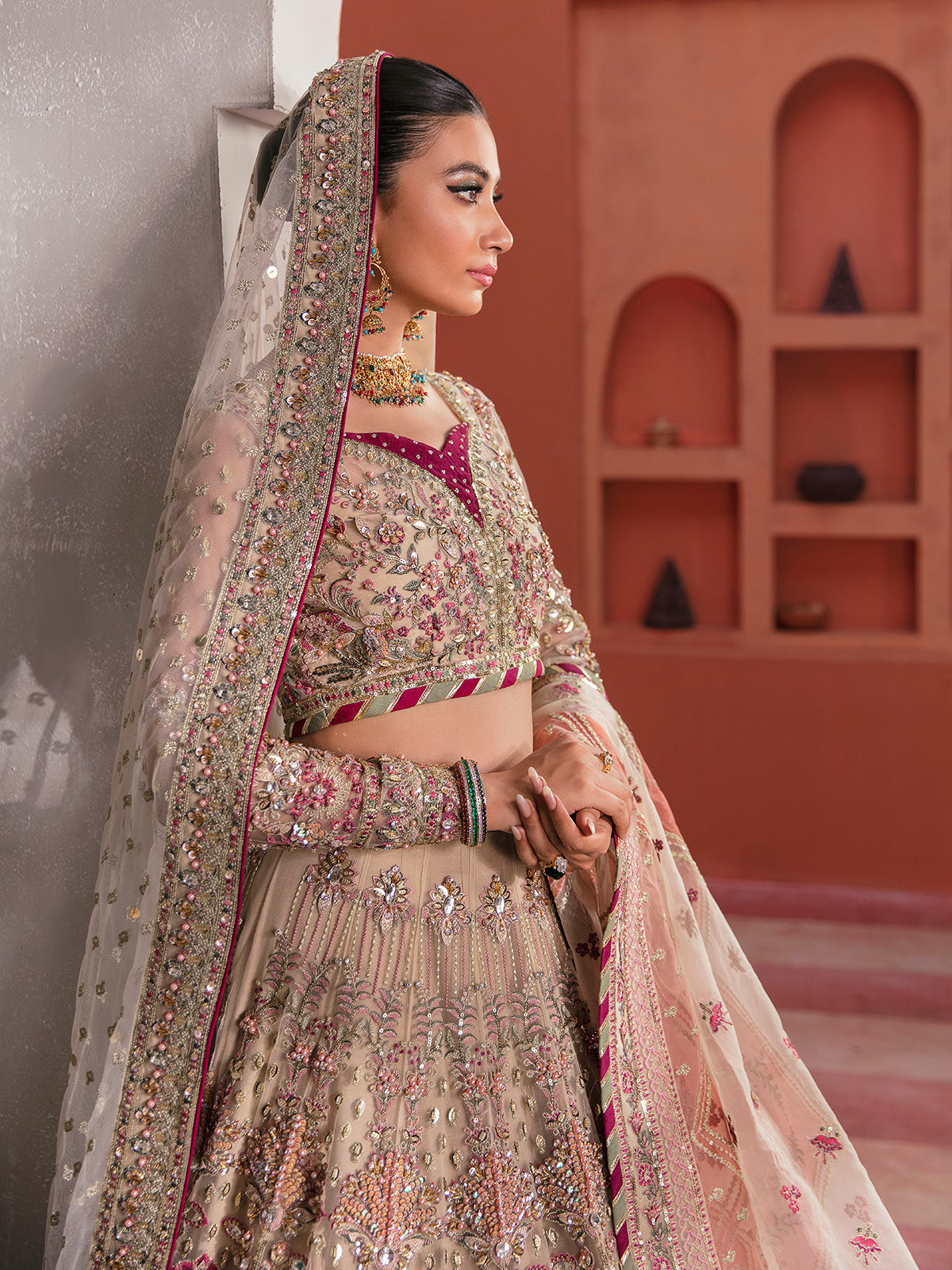 Zaryaab By Gulaal Unstitched 3 Piece Wedding Formals Collection'2022-Anshah GL-WS-22V1-28 (Ivory White Lehnga Choli)