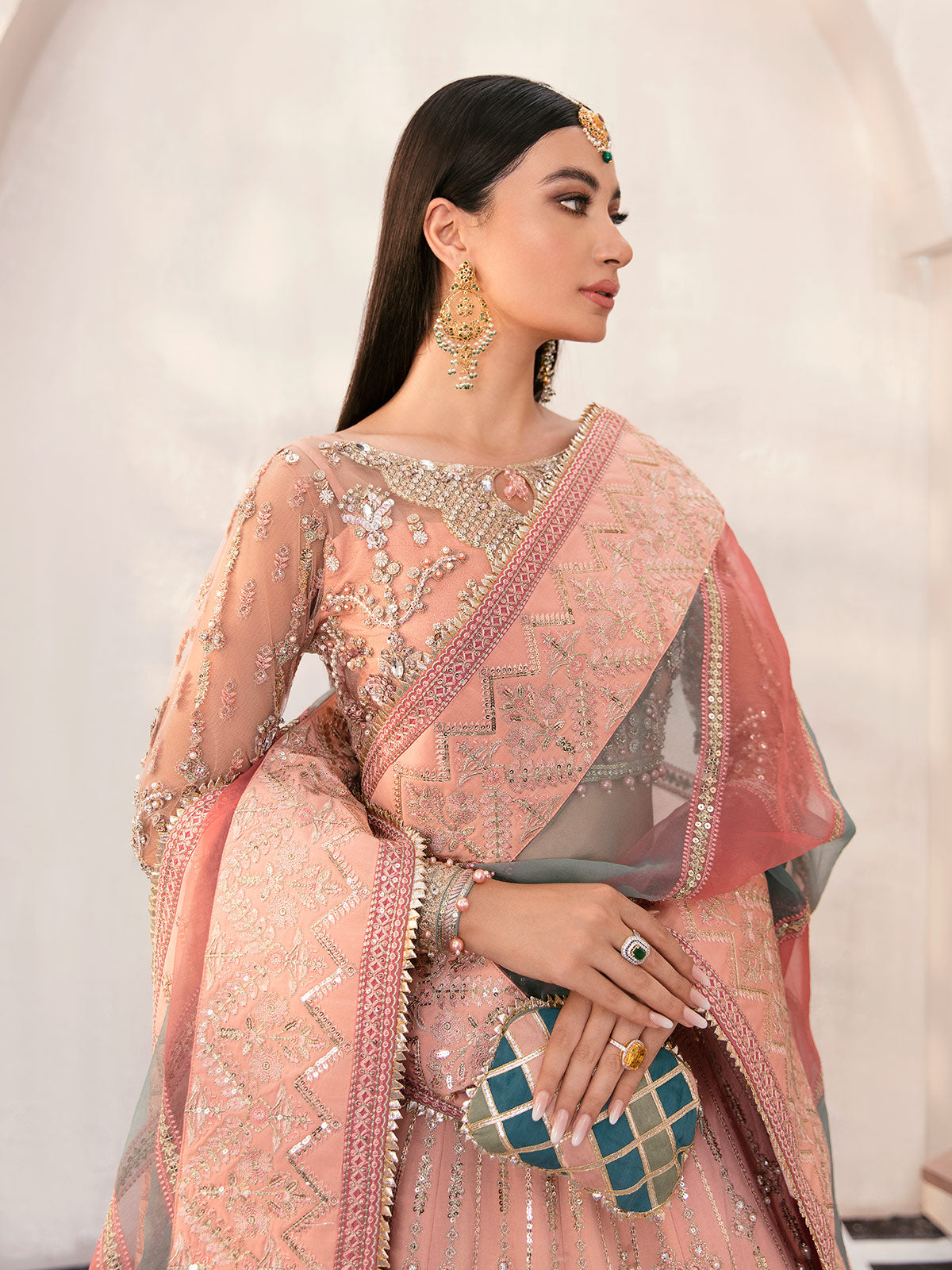 Zaryaab By Gulaal Unstitched 3 Piece Wedding Formals Collection'2022-Afreen GL-WS-22V1-29 (peach lehnga choli)