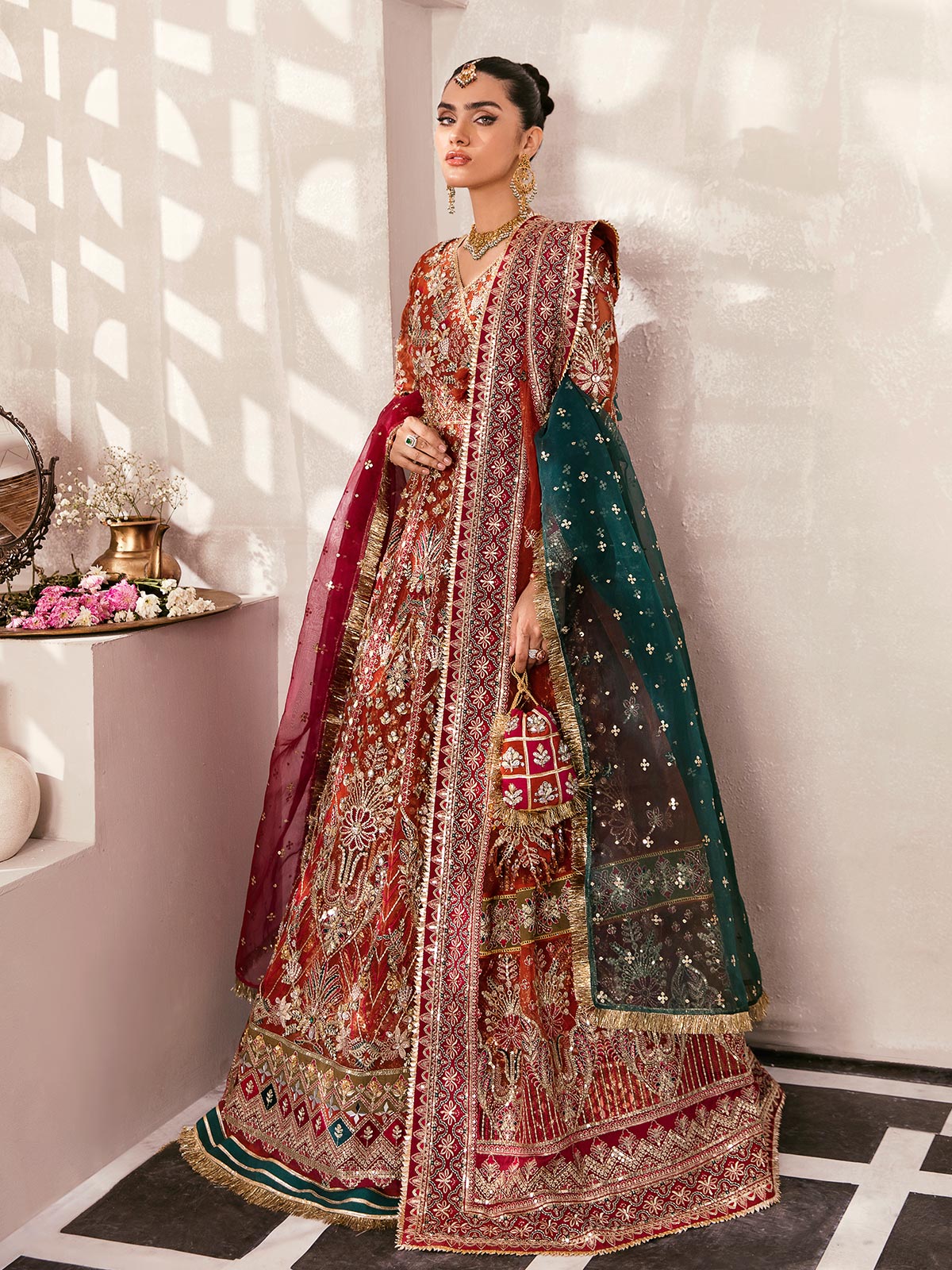 Zaryaab By Gulaal Unstitched 3 Piece Wedding Formals Collection'2022-Zaira GL-WS-22V1-30 (Rust Angrakha)