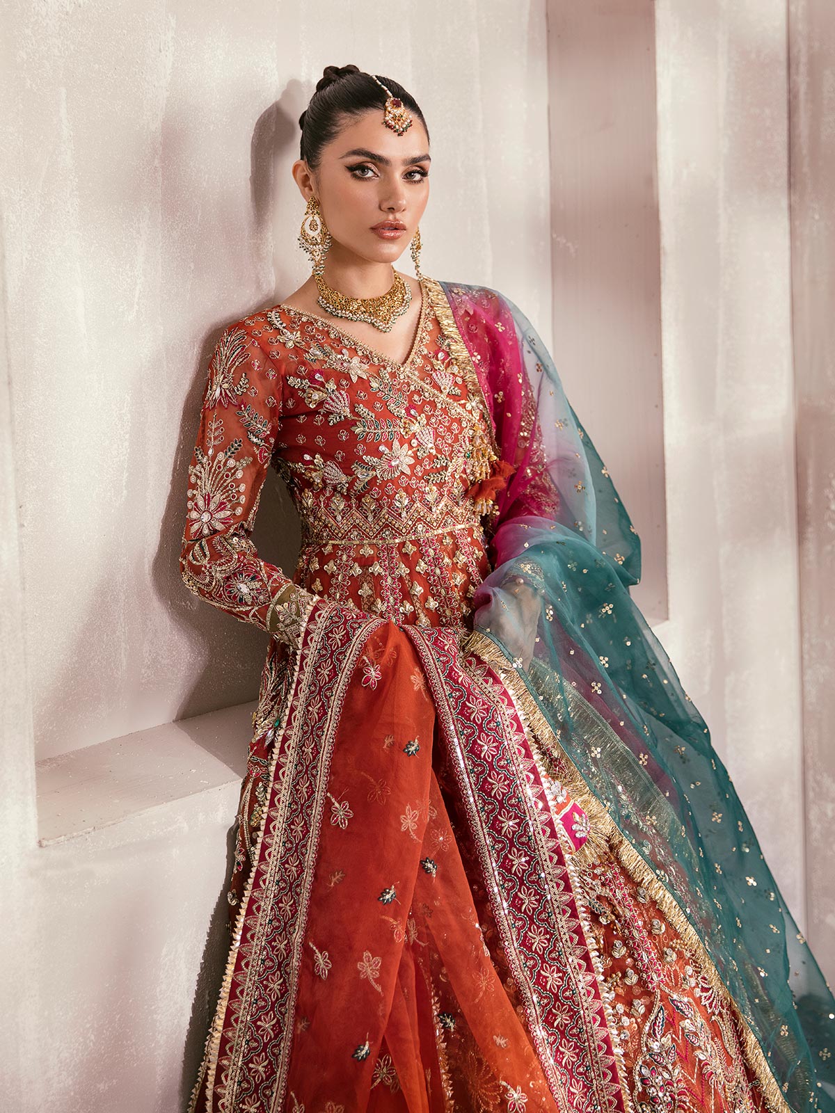 Zaryaab By Gulaal Unstitched 3 Piece Wedding Formals Collection'2022-Zaira GL-WS-22V1-30 (Rust Angrakha)