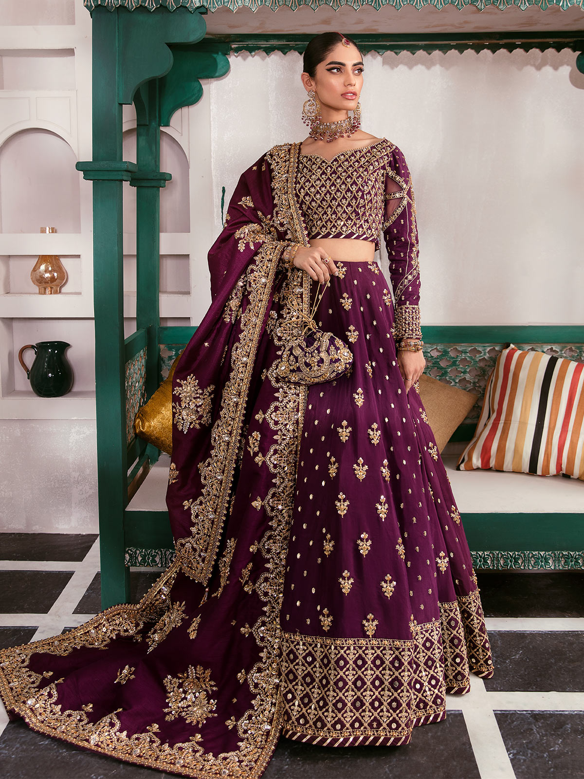 Zaryaab By Gulaal Unstitched 3 Piece Wedding Formals Collection'2022-Shazminah GL-WS-22V1-31 (Lehnga and Choli)