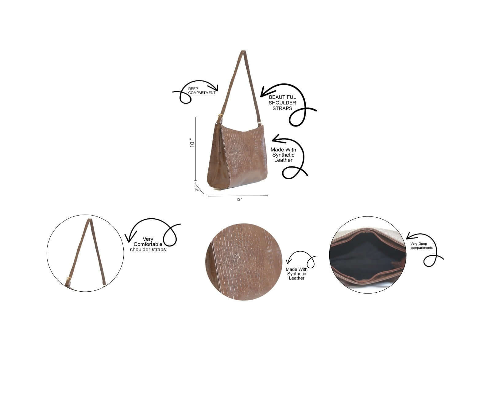 Half Moon Crocodile Brown - Bag X