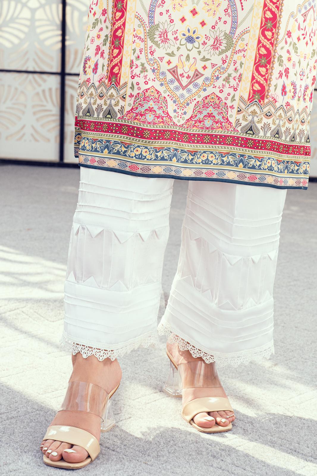 Flora By Zaaviay Stitched White Culottes