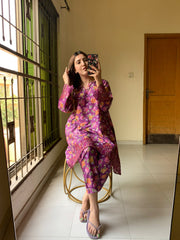 B.K Clothings New digital lawn A Line style floral print  Summer Season For Girls