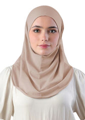 Bidoon Essma Al Amira Hijab-Plain Jersey Cotton - Beige