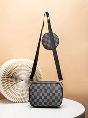 Fineur Checkered Coin Crossbody Bag ~ Black
