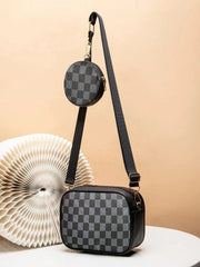 Fineur Checkered Coin Crossbody Bag ~ Black