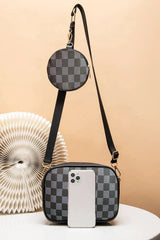 Fineur Checkered Coin Crossbody Bag ~ Black