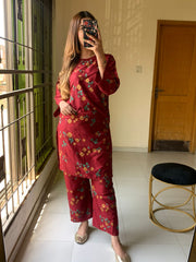 B.K Clothings Stitched 2 Piece-Maroon New Aticle
