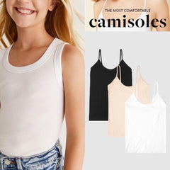 Dhaga Western Camisole 2025-Pack of 3 Girl's Super Combed Cotton Camisole - Black