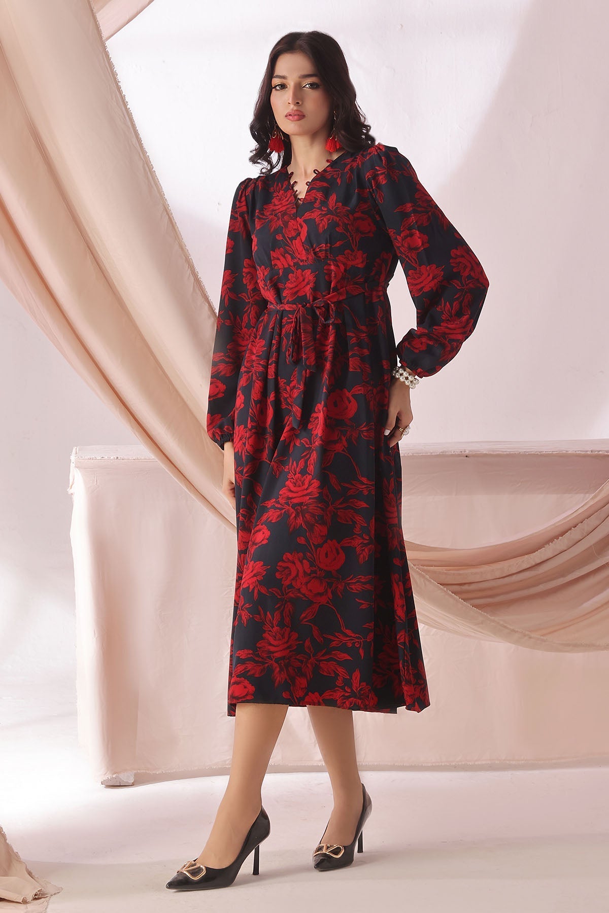 Ochre Clothing Women's Georgette Printed Dress