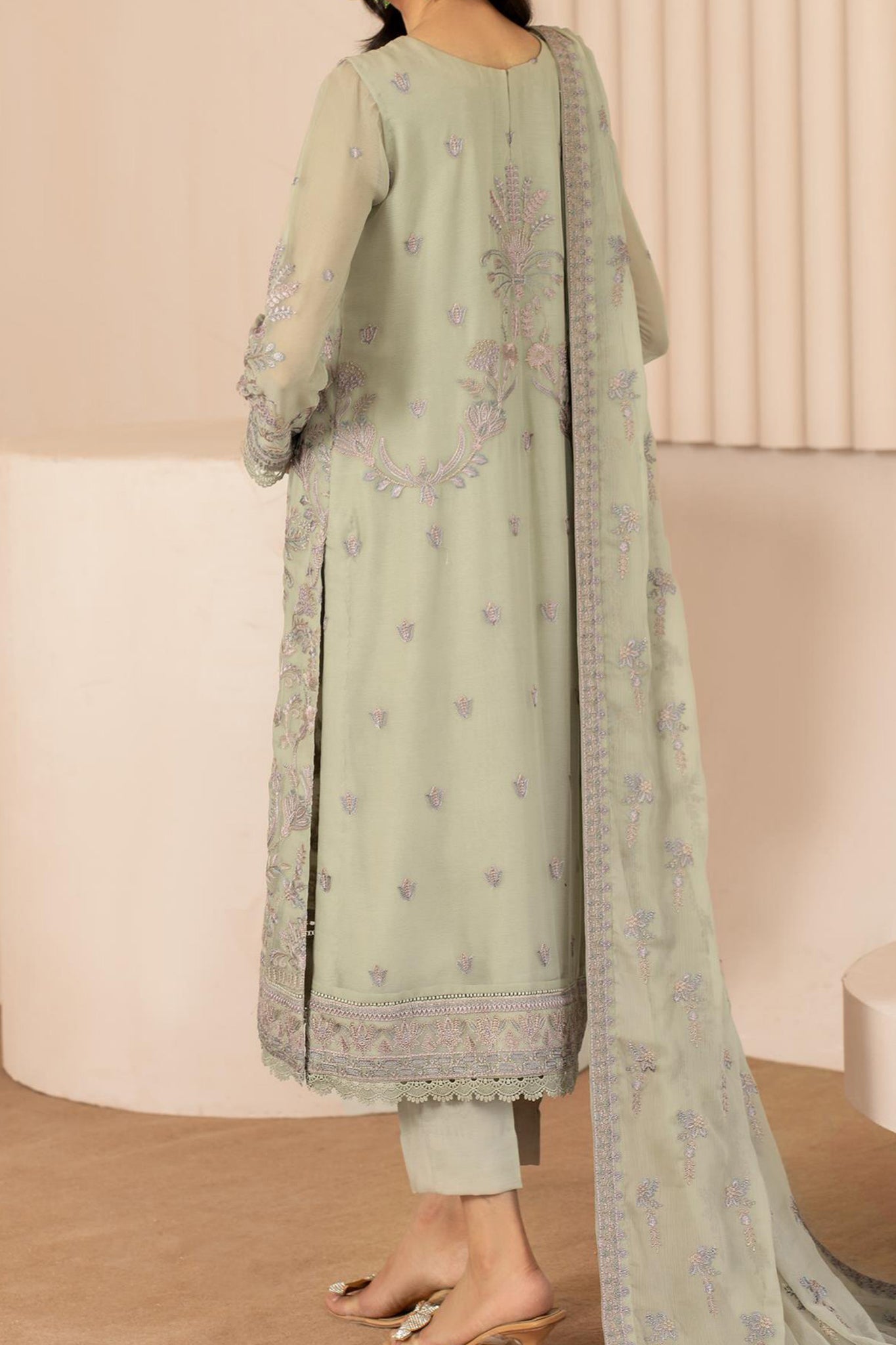 Thread Works By Zarif Unstitched 3 Piece Emb Chiffon Edit Collection'2024-ZL-04-Afsa