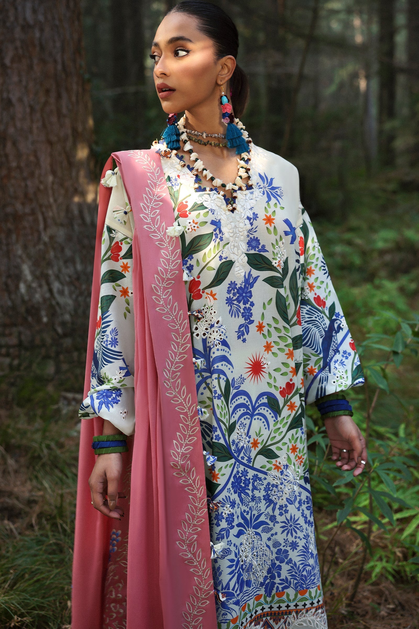 Neelum by Zaha Unstitched 3 Piece Lawn Collection'2025-ZL25-03 B-White Solana