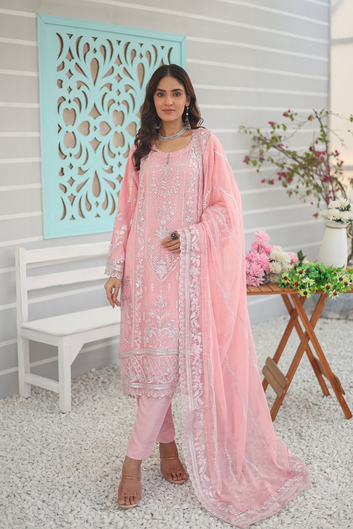Inara By Azmeerah Official Semi Stitched 3 Piece Chiffon Edit Collection'2024-02-Zinnia