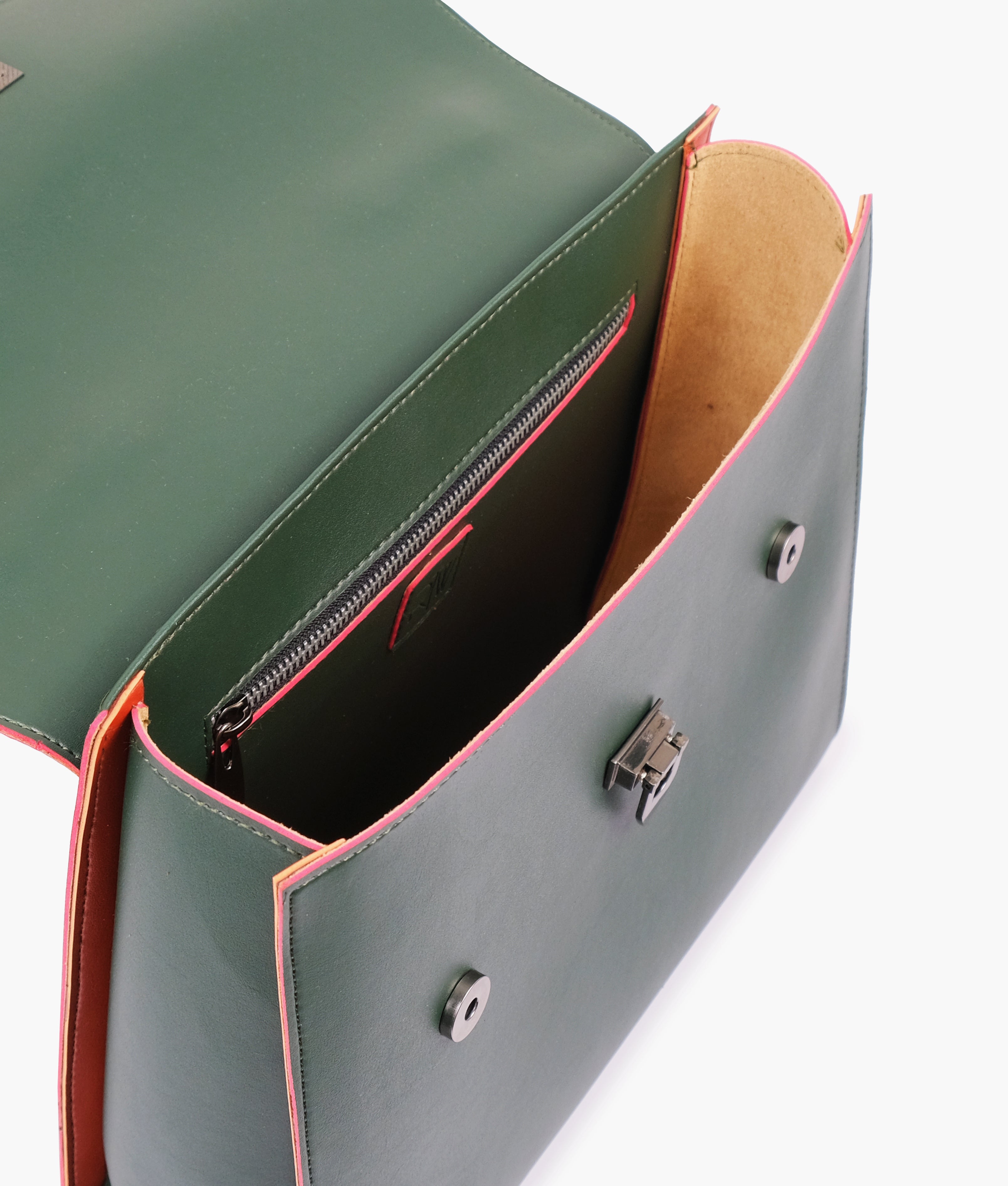 RTW Creation - Army green flap-over top-handle bag