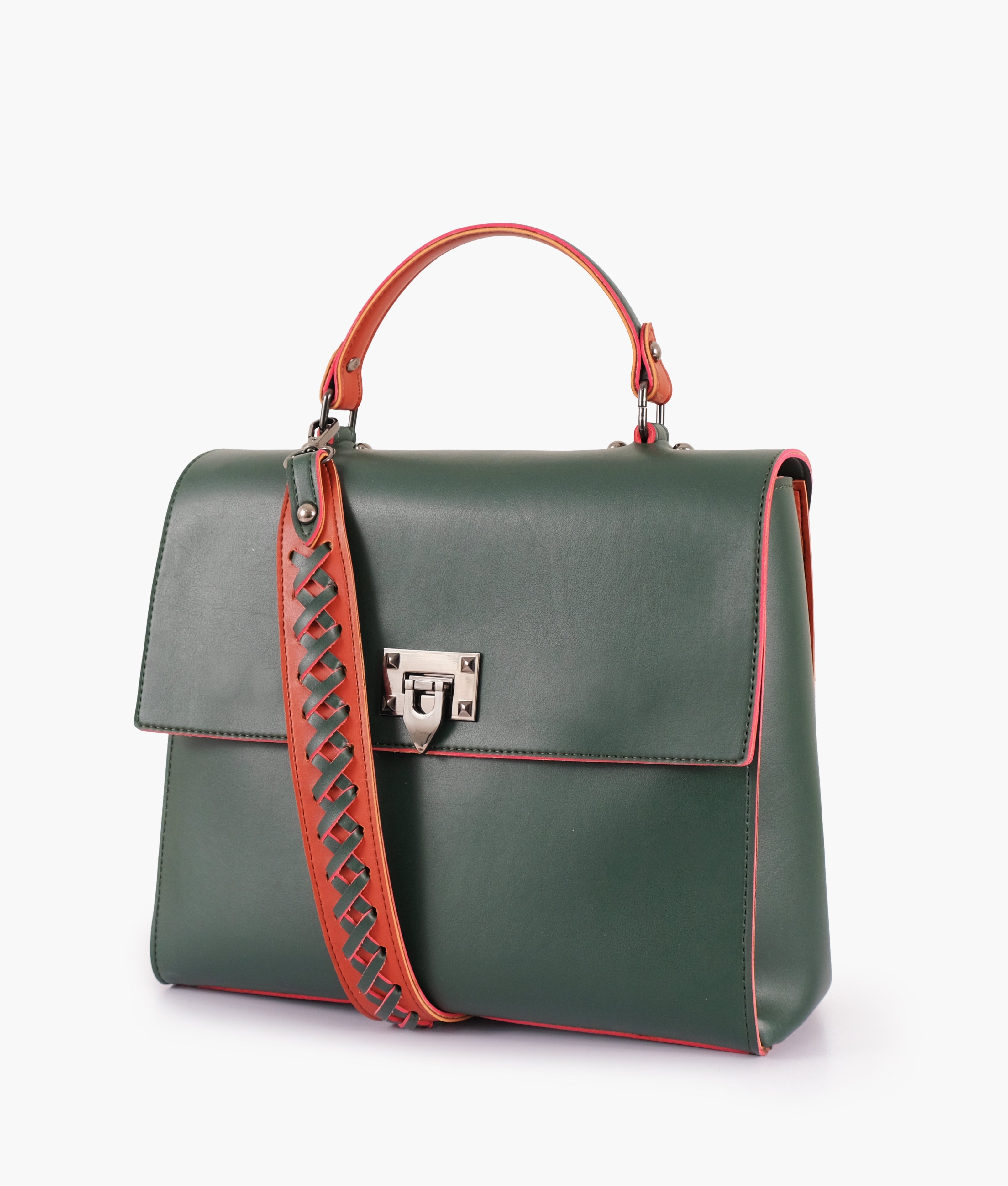 RTW Creation - Army green flap-over top-handle bag