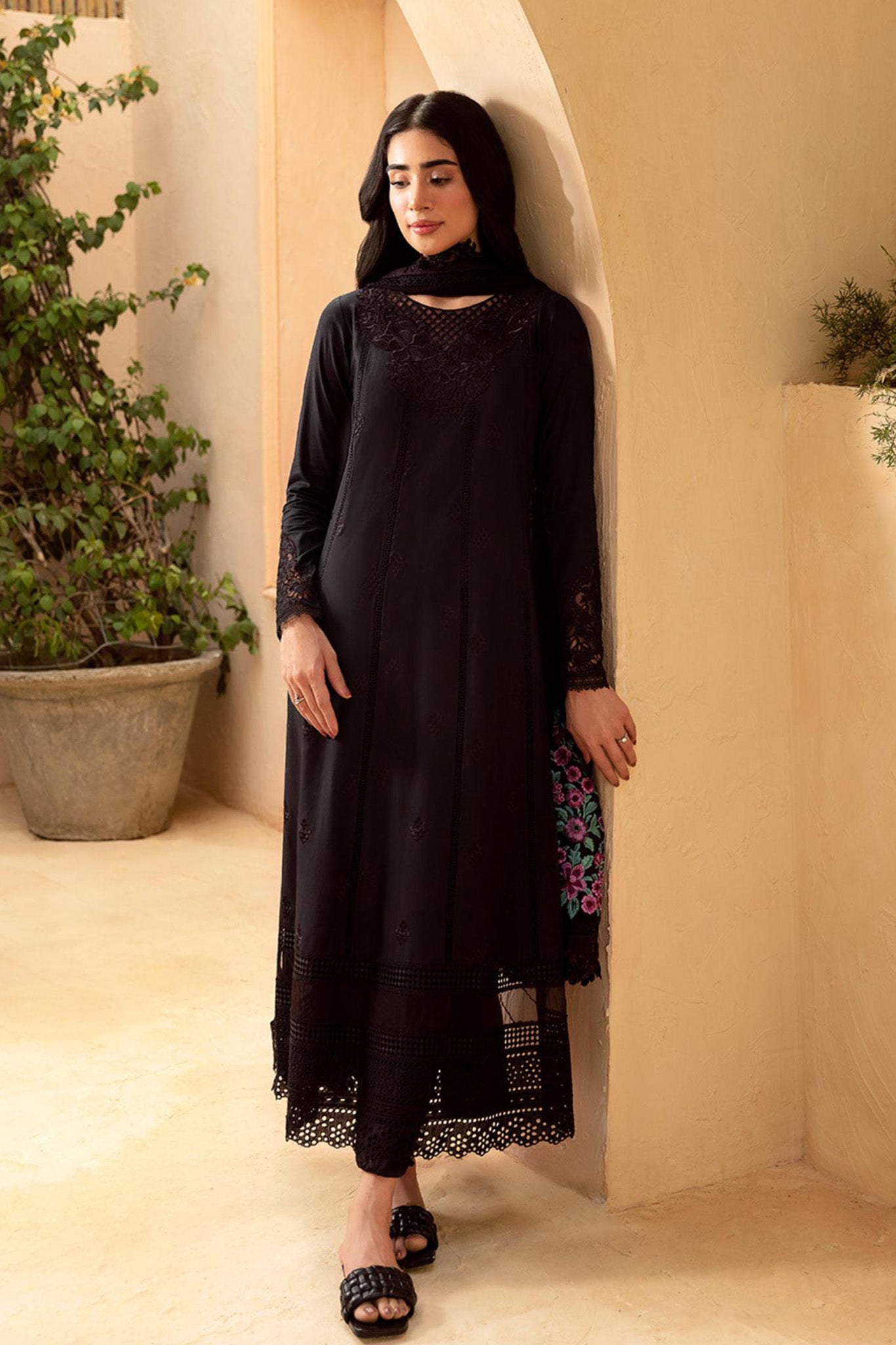 Luxe By Azure Unstitched 3 Piece Premium Cambric Collection'2024-03-Midnight Rose