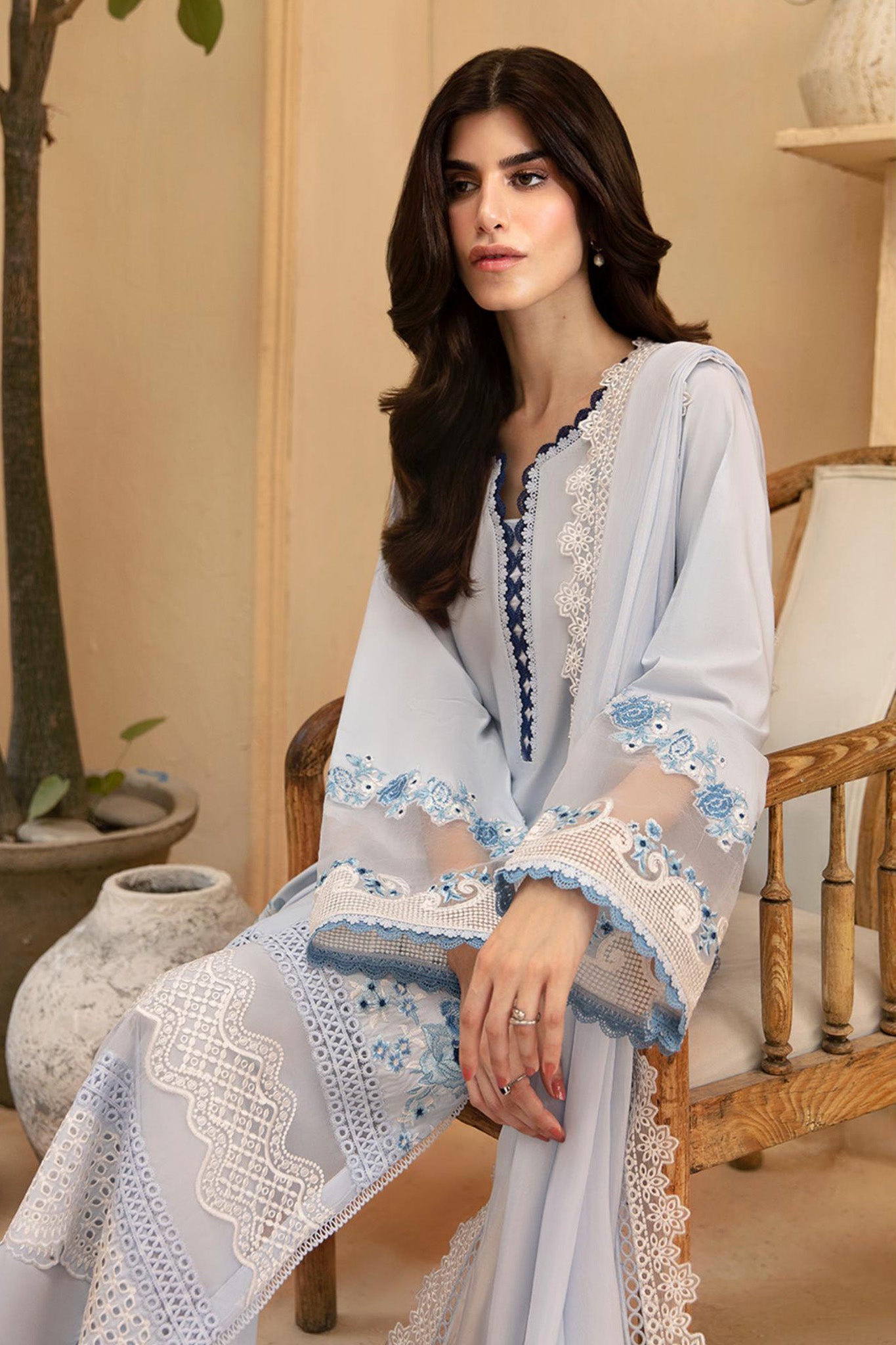 Luxe By Azure Unstitched 3 Piece Premium Cambric Collection'2024-09-Skyline Serenity
