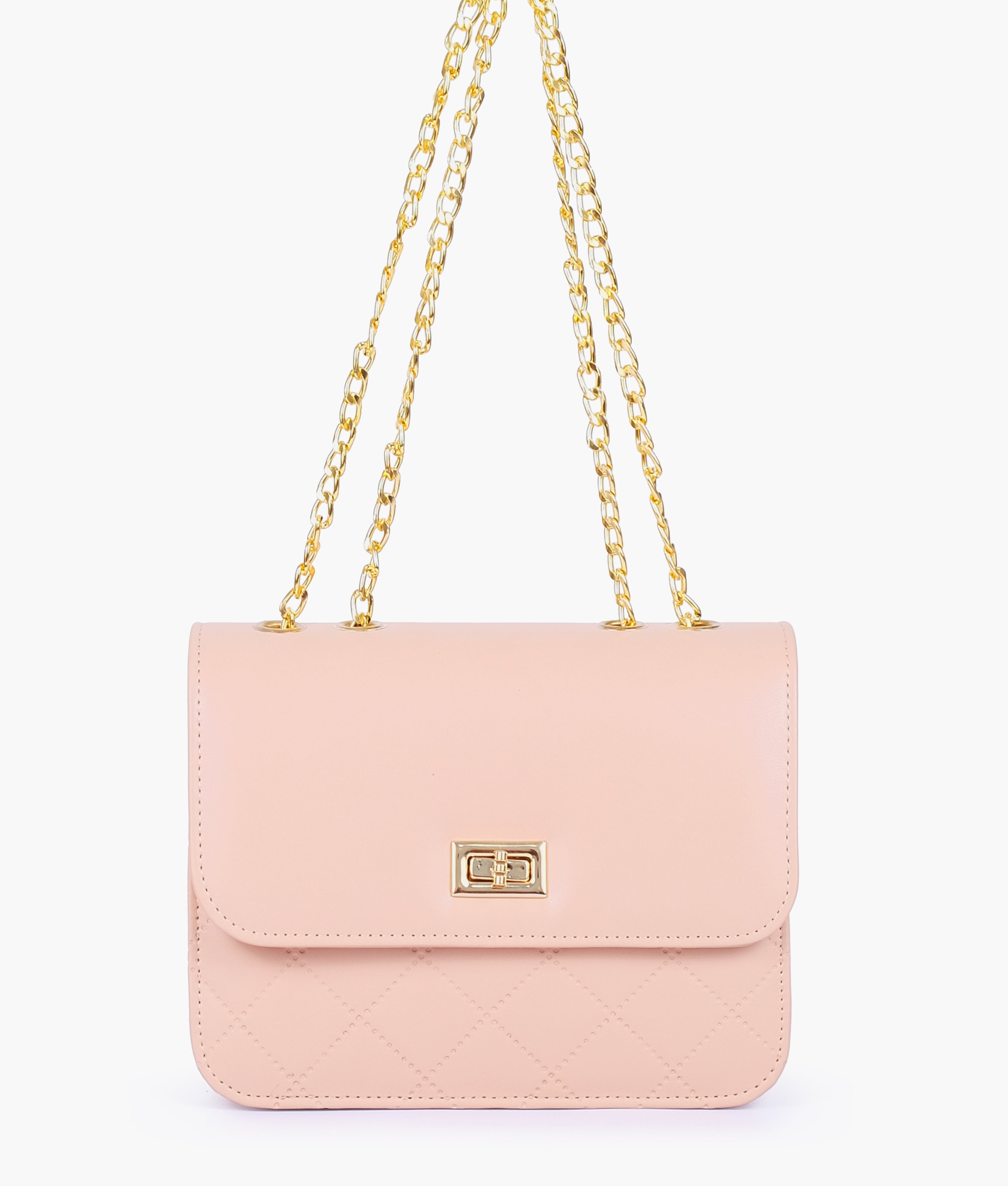 RTW Creation - Baby pink quilted chain cross-body bag