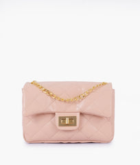 RTW Creation - Baby pink quilted mini bag with chain