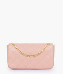 RTW Creation - Baby pink quilted small shoulder bag with chain