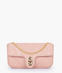 RTW Creation - Baby pink quilted small shoulder bag with chain