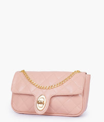 RTW Creation - Baby pink quilted small shoulder bag with chain