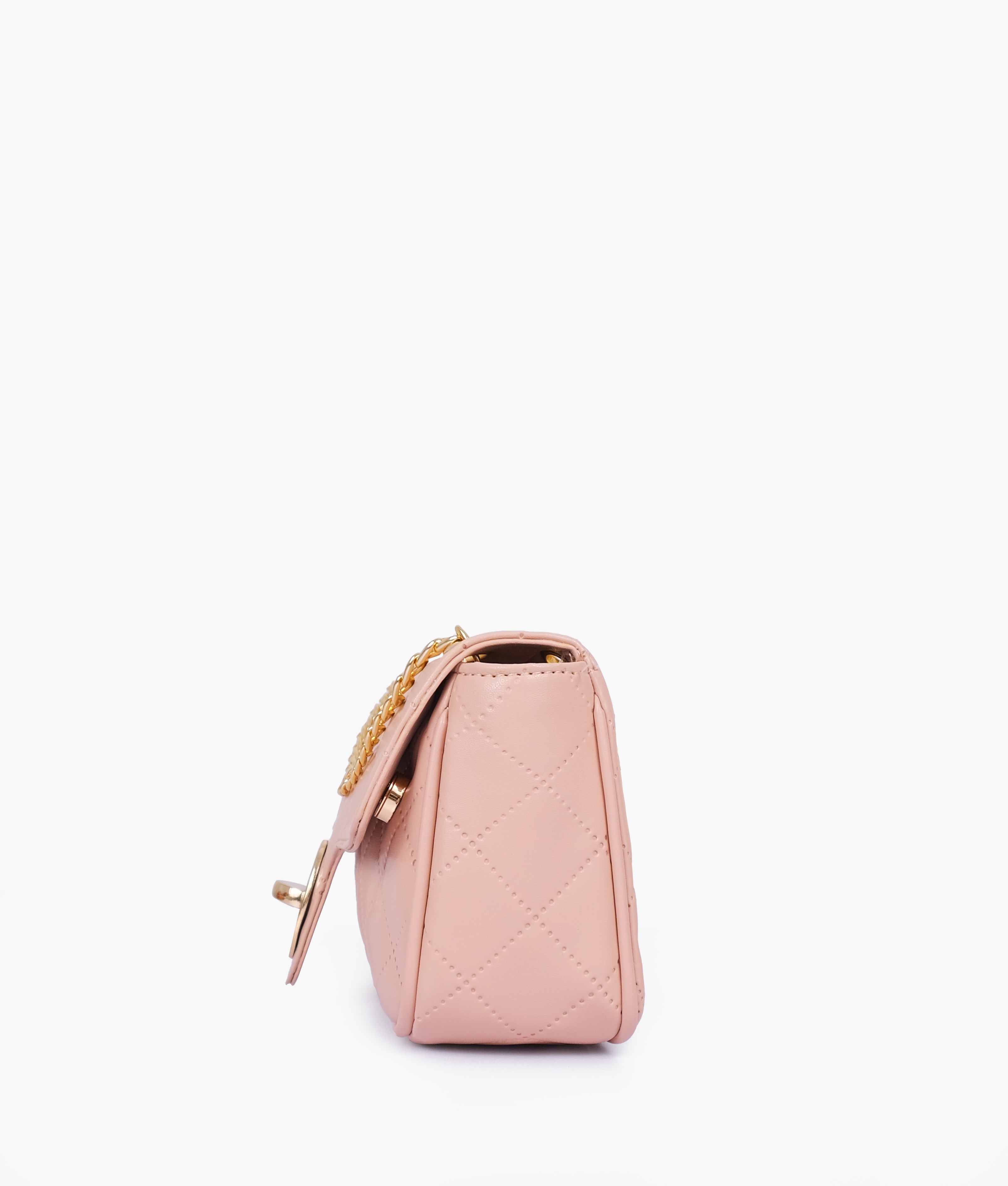 RTW Creation - Baby pink quilted small shoulder bag with chain