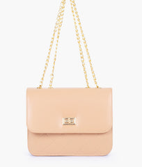RTW Creation - Beige quilted chain cross-body bag