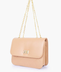 RTW Creation - Beige quilted chain cross-body bag