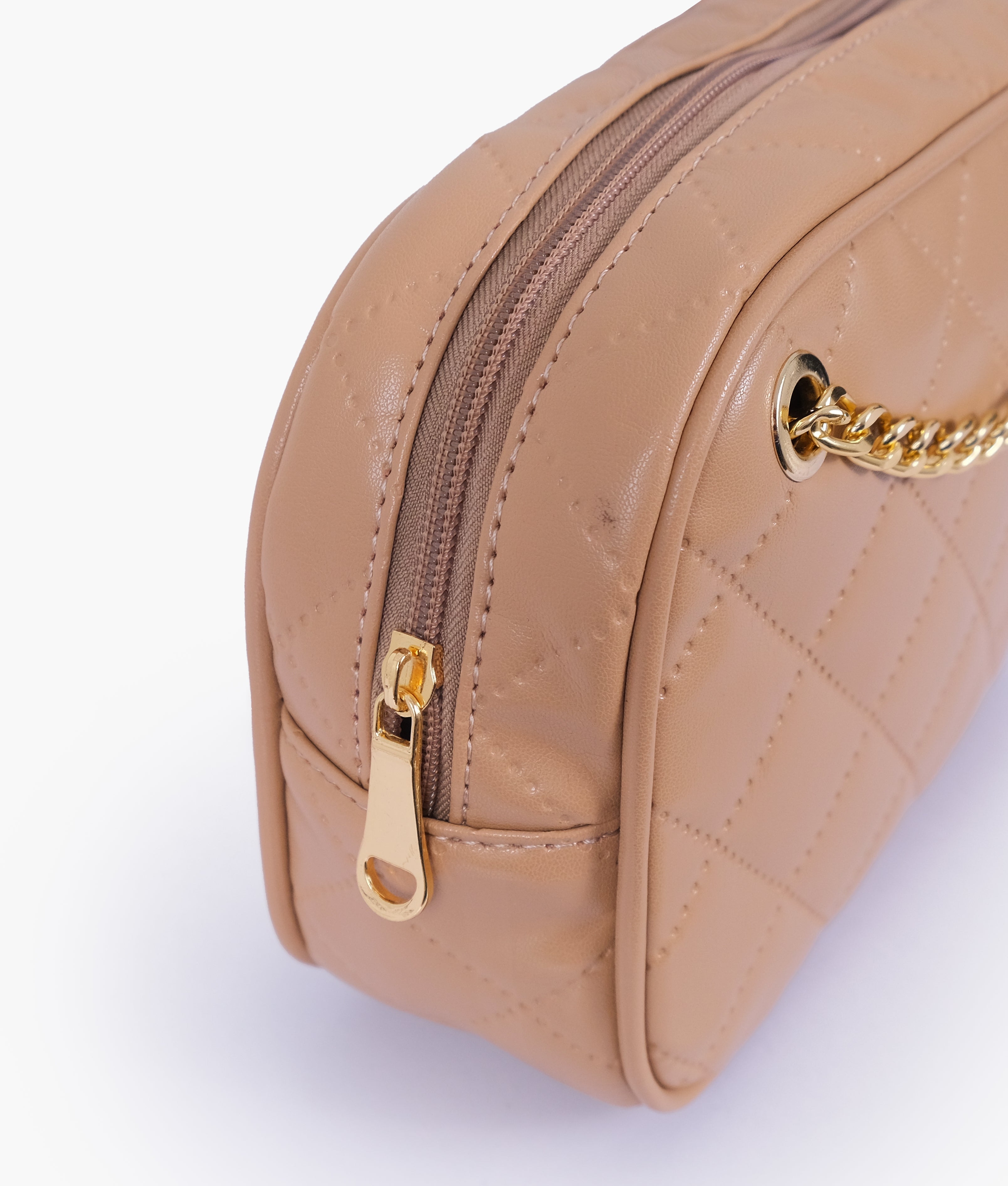 RTW Creation - Beige quilted rectangle cross-body bag