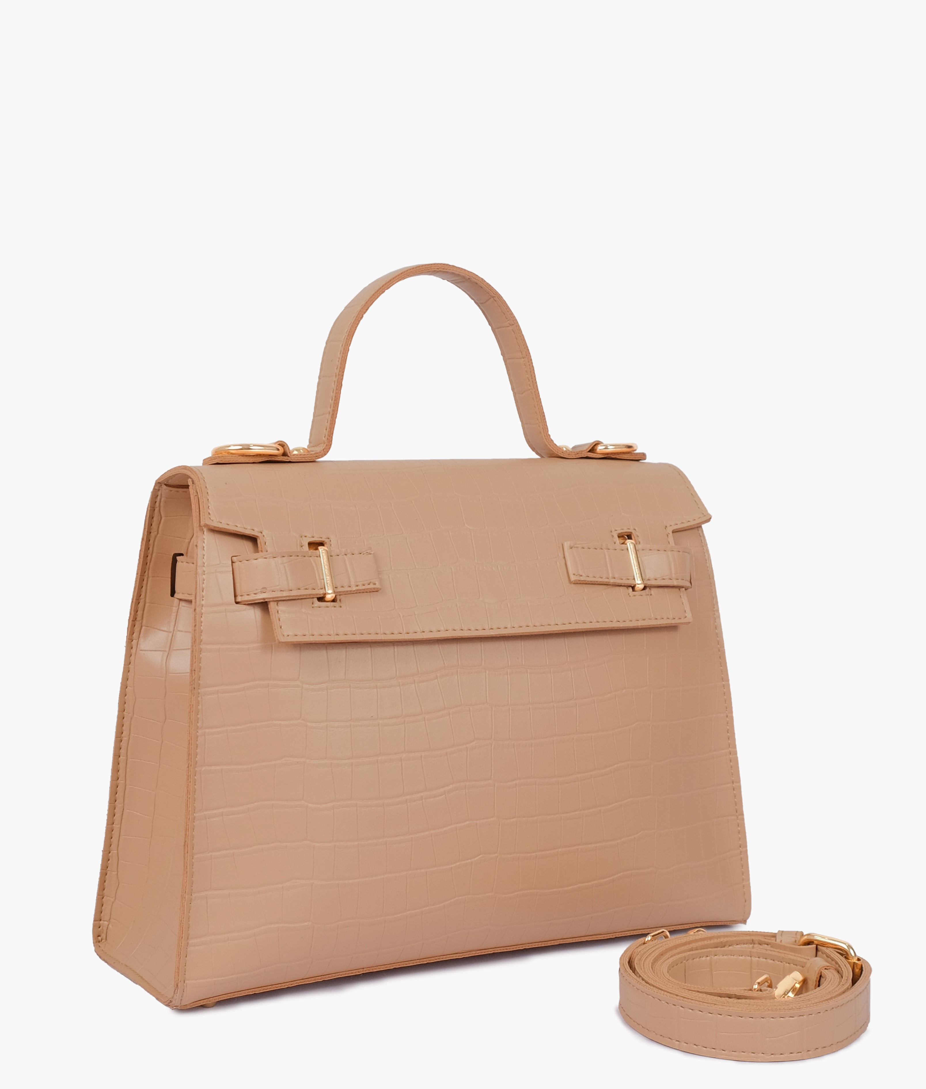 RTW Creation - Beige top-handle crocodile mini bag
