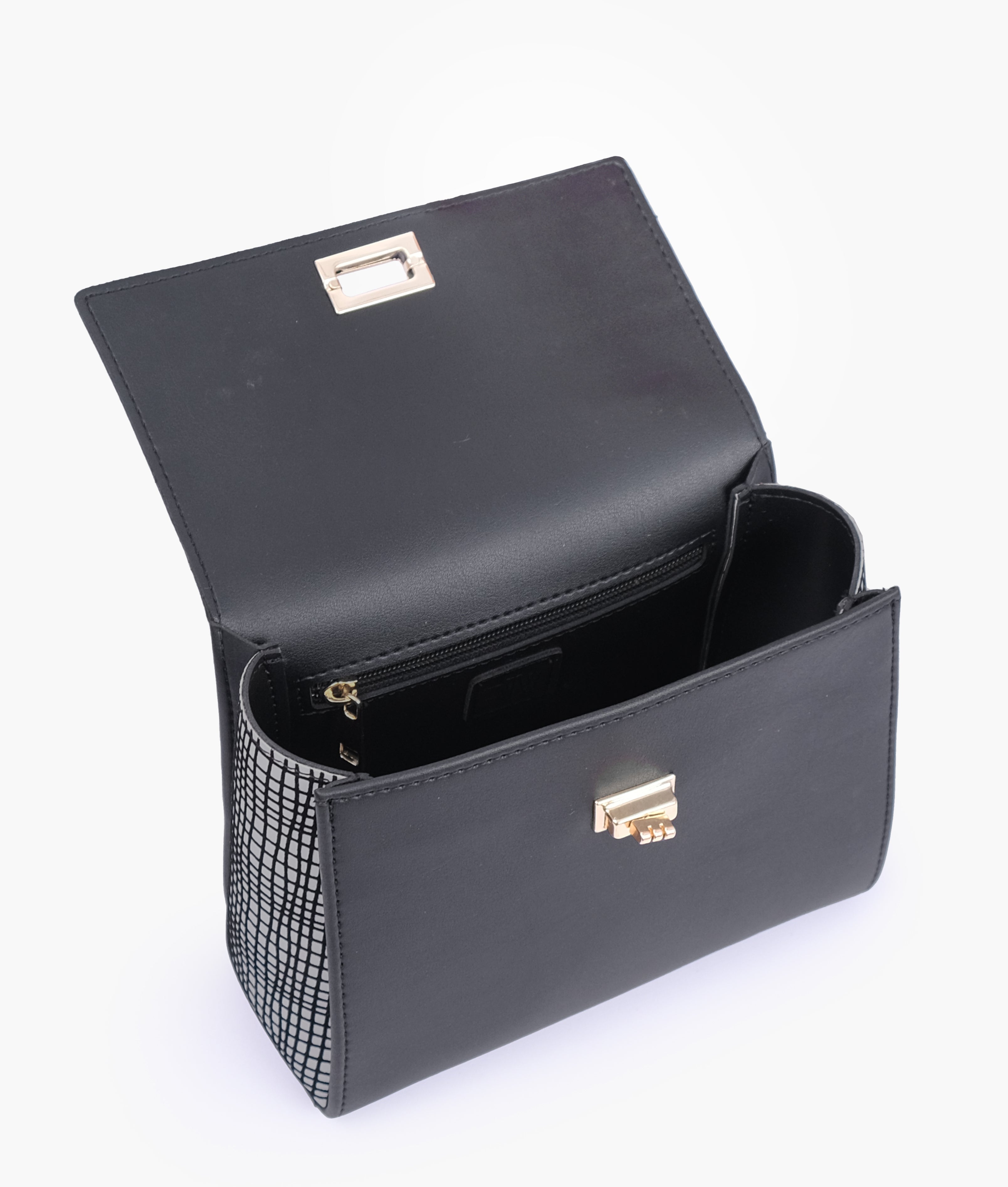 RTW Creation - Black and white criss-cross top-handle bag