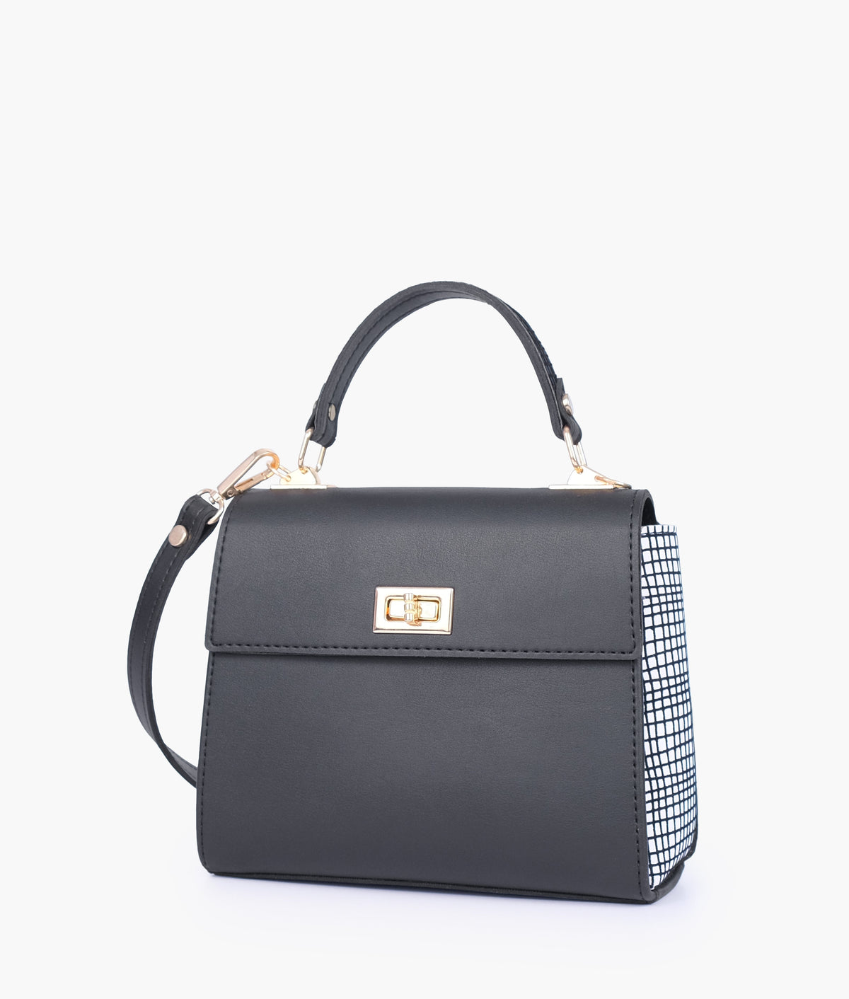 RTW Creation - Black and white criss-cross top-handle bag