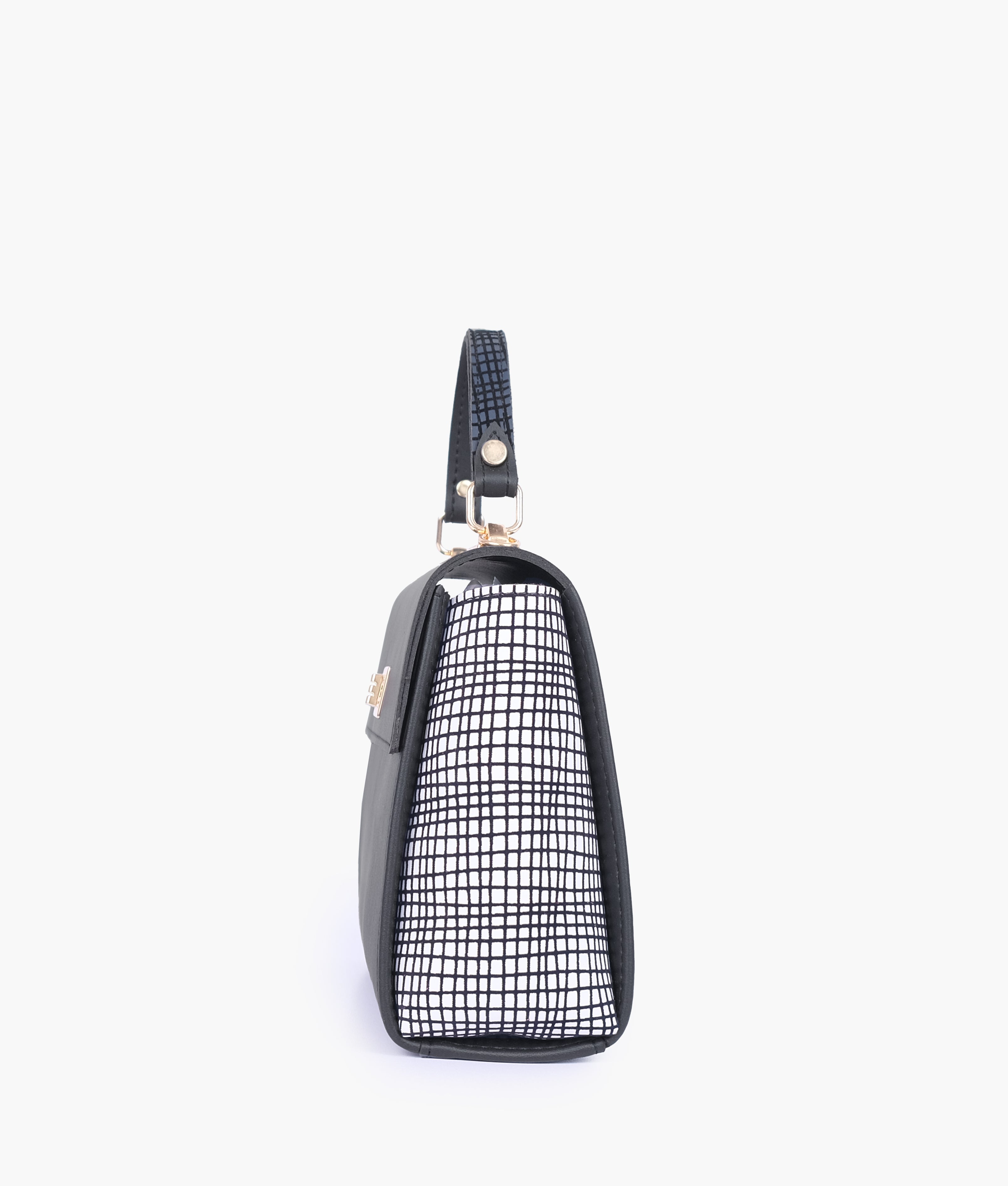 RTW Creation - Black and white criss-cross top-handle bag
