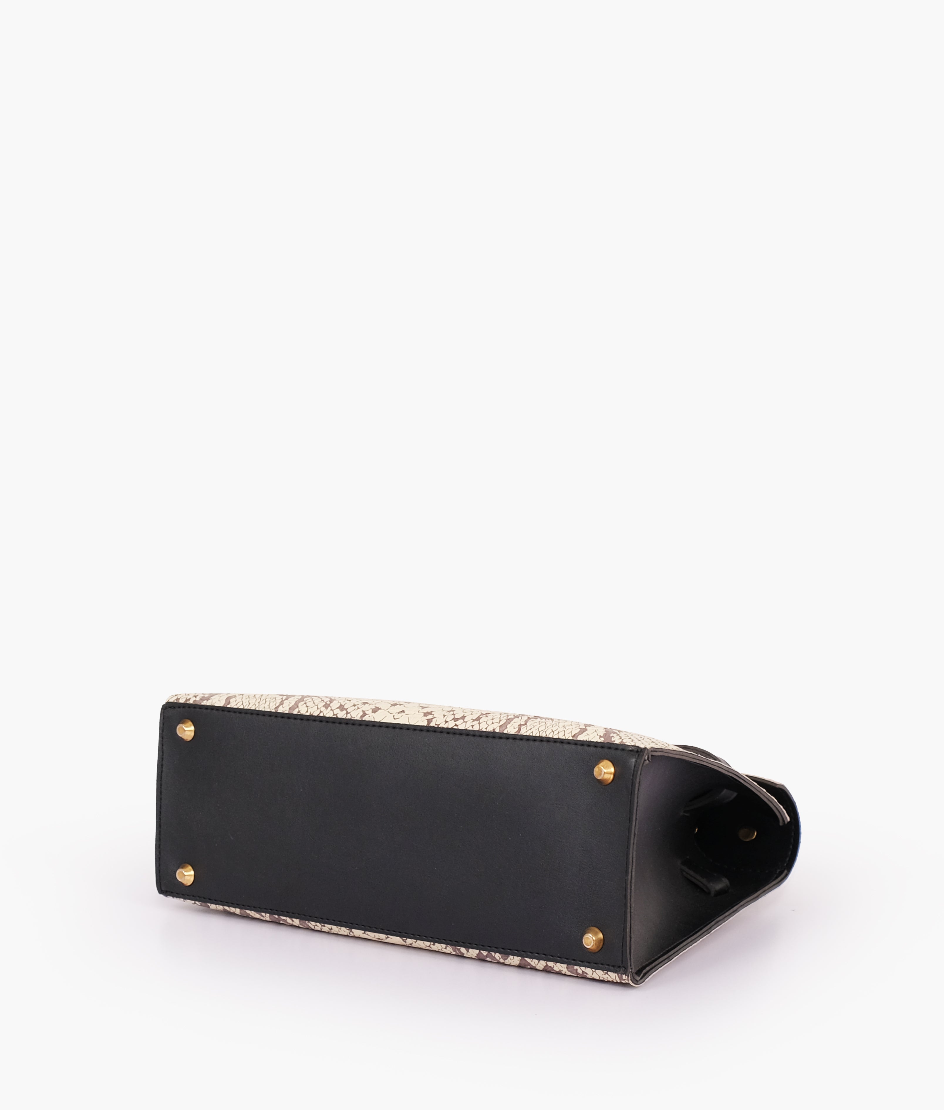 RTW Creation - Black and white crocodile cross-body bag with top-handle